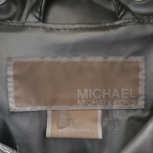 Michael Kors Shiny Silver Rain/Trench Coat - Picture 5 of 8